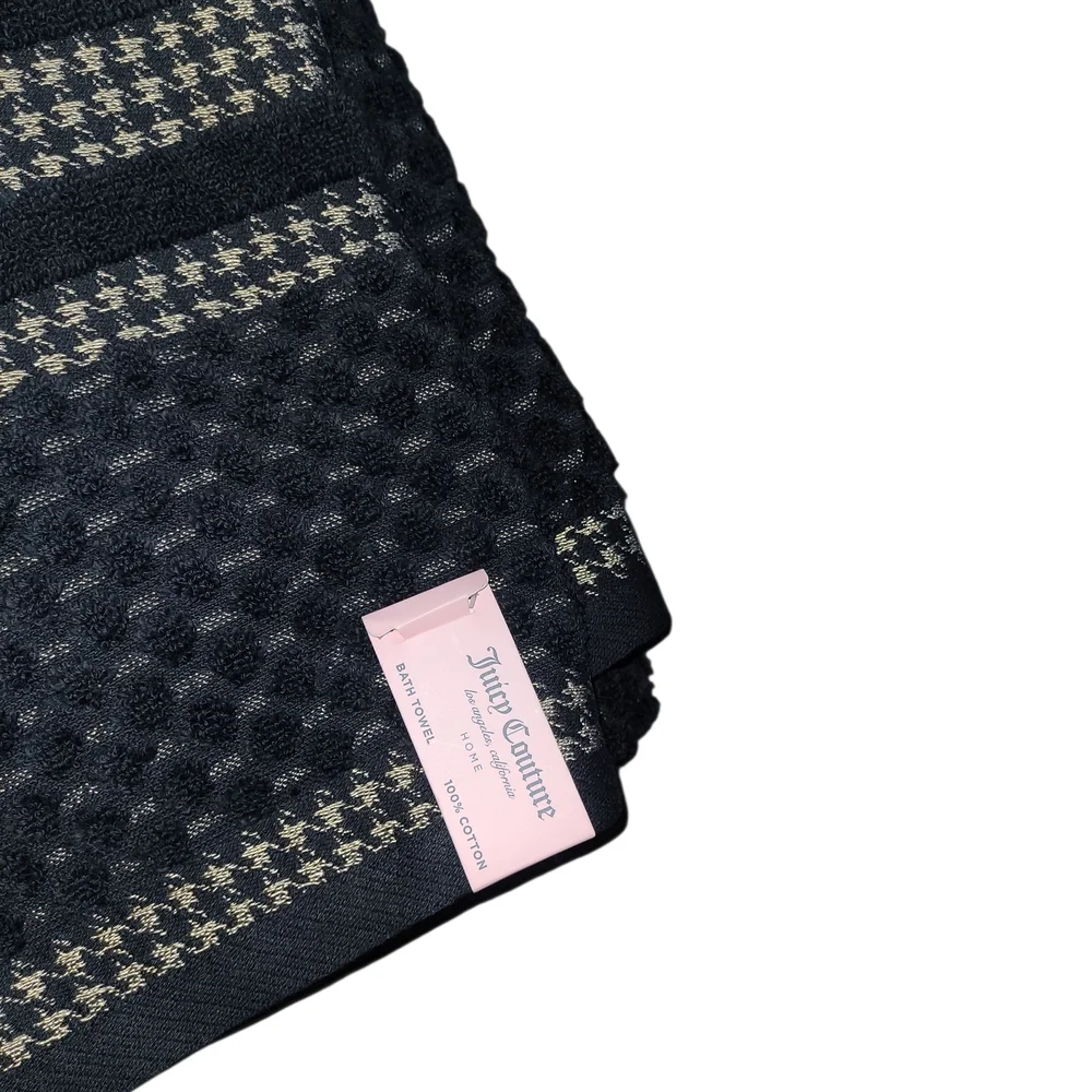 Black & Gold Juicy Couture Bath Textured Towel - 28x54
